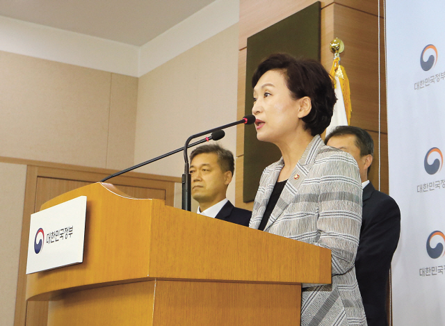김현미 국토교통부 장관이 BMW 차량 화재 사고에 대한 대비책을 설명하고 있다.