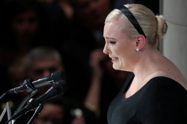 Daughter Meghan McCain speaks at the memorial service of US Senator John McCain (R-AZ) at National Cathedral in Washington, US, September 1, 2018. (Reuters)