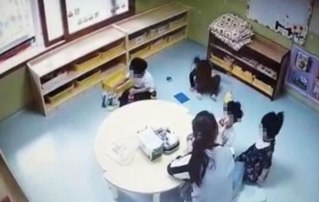 The CCTV footage in this file photo shows an incident at a day care center involved in a different abuse case, not the one described in the story. (Yonhap)