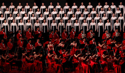 Performers sings during a concert on the eve of 70th anniversary of North Korea's foundation in Pyongyang, September 8, 2018. (REUTERS)