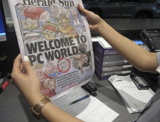Melbourne-based newspaper Herald Sun displays a controversial cartoon of Serena Williams that has been widely condemned as a racist depiction of the tennis great, in Melbourne, Australia, Wednesday, Sept. 12, 2018. The newspaper defended its cartoonist Mark Knight’s depiction of Williams and is asserting the condemnation, which has come from all parts of the world, is driven by political correctness. (AP)