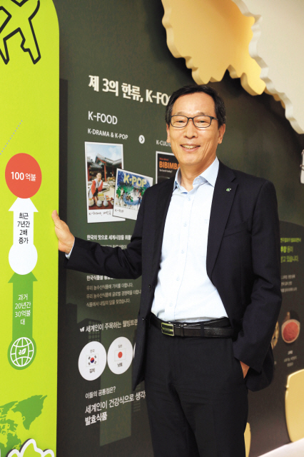 이병호 한국농수산식품유통공사(aT) 사장이 최근 서울 서초구 양재동 aT센터에서 진행된 본지와의 대담에서 ‘지속가능한 농식품 산업 실현’을 모토로 하는 ‘aT 신경영비전’에 대해 소상하게 설명하고 있다.  [제공=aT]