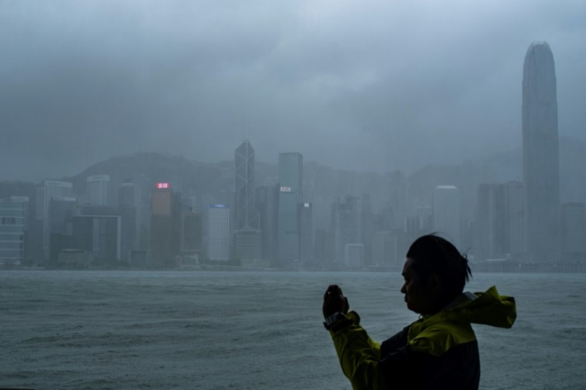 Hong Kong's observatory warned that Mangkhut would pass 100 kilometres south of the city as it raised the storm alert to its highest level. (AFP)