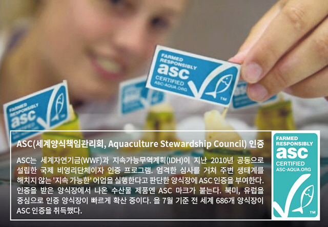 자신의 양식장 상태를 살펴보는 김이호 어민. 그의 양식장은 지난 7월 ASC 인증을 받았다.(왼쪽사진) 수출을 앞둔 전복. 완도에서 생산된 전복은 국내외로 유통된다.  [사진=박준규 기자]