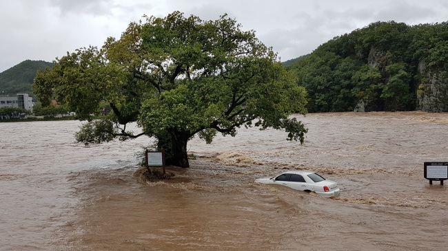 South Korea's North Gyeongsang Province hit by typhoon Kong-rey. (Yonhap)