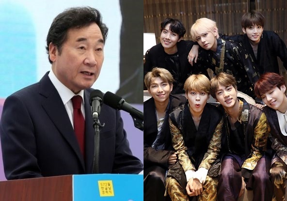 Prime Minister Lee Nak-yon (left) and K-pop group BTS (Yonhap, Big Hit Entertainment)