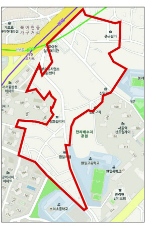 정비구역 지정추진중인 아현동 699번지 일대.