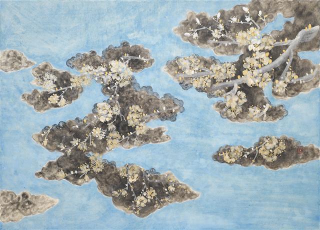 박소영, Walking in the Clouds, 65.2×91cm 장지에 수묵, 안료, 2018.
[제공=갤러리도스]