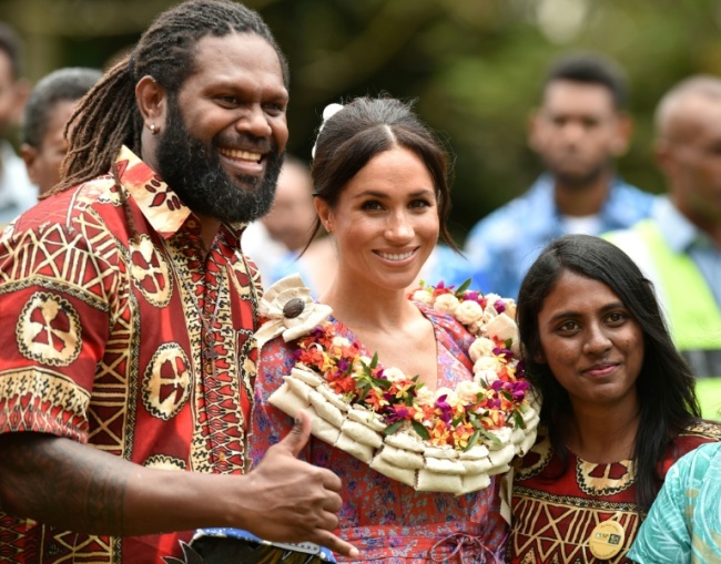 The Duchess of Sussex made her first speech of her royal tour of Oceania during a stop in Fiji (AFP)