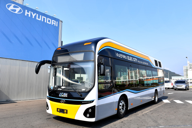 A fuel cell bus powered by hydrogen