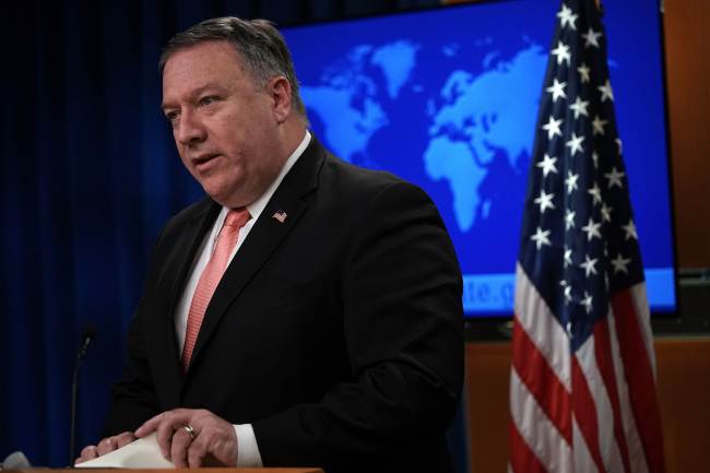 US Secretary of State Mike Pompeo speaks to members of the media in the briefing room of the State Department Oct. 23. (AFP)