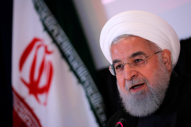 Iran's President Hassan Rouhani speaks at a news conference on the sidelines of the 73rd session of the United Nations General Assembly at UN headquarters in New York, US, Sept. 26, 2018. (Reuters)