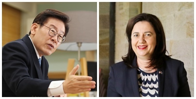 이재명 경기도지사(왼쪽)과 팔라세이 호주 퀸스랜드주 총리
이재명 경기도지사(왼쪽)과 팔라세이 호주 퀸스랜드주 총리