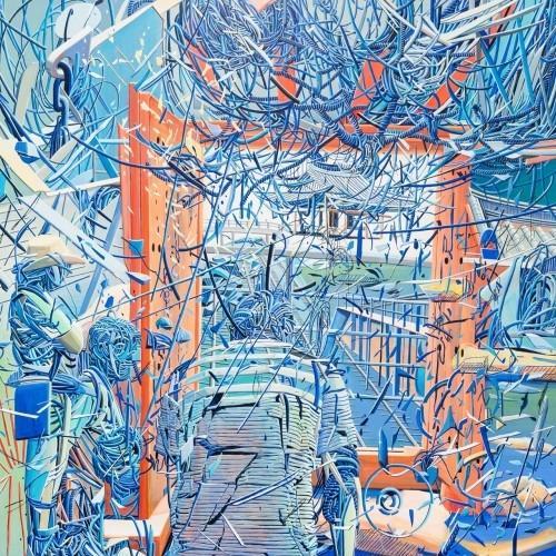 김효숙, 파란 방-여행자들, 145×145cm, Acrylic on canvas, 2018.
[제공=갤러리마크]