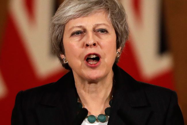 Britain's Prime Minister Theresa May speaks during a press conference inside 10 Downing Street in central London on November 15, 2018. (AFP)