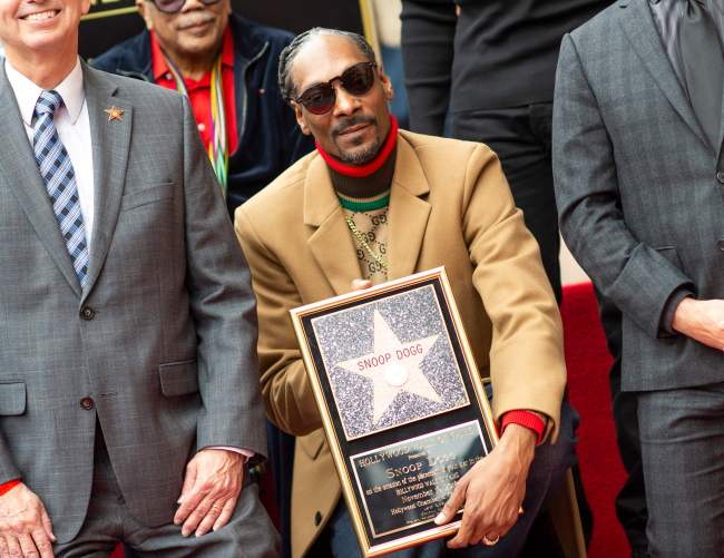 Rapper Snoop Dogg attends the ceremony honoring him with a Star on Hollywood Walk of Fame in Hollywood, California, Monday. (AFP-Yonhap)