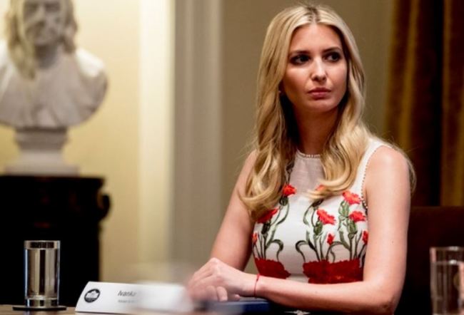 Ivanka Trump, the daughter of President Donald Trump, attends a meeting with President Donald Trump in the Cabinet Room of the White House, Tuesday, July 17, in Washington. (AP)