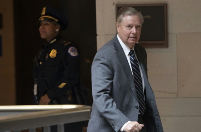 Republican Senator Lindsey Graham of South Carolina leaves CIA chief Gina Haspel's briefing on the murder of Jamal Khashoggi (AFP)