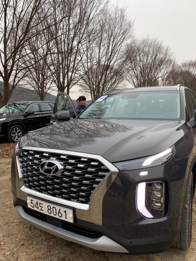 The Palisade parked during the media test driving session (Cho Chung-un/The Korea Herald)