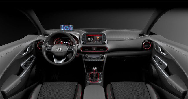 The front interior of Hyundai Motor’s Kona Iron Man edition (Hyundai Motor)