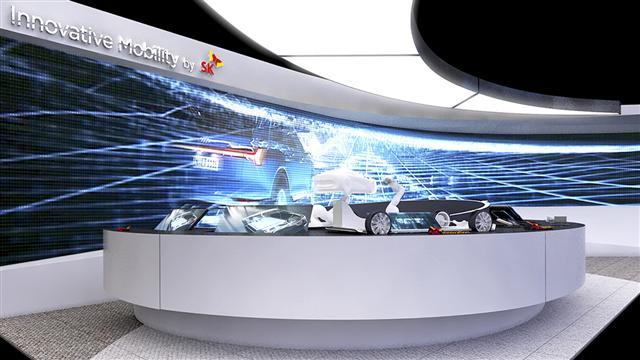 ‘Innovative Mobility by SK(SK의 혁신적인 모빌리티)’라는 주제로 설치한 CES2019 SK 공동부스 이미지.  [제공=SK그룹]