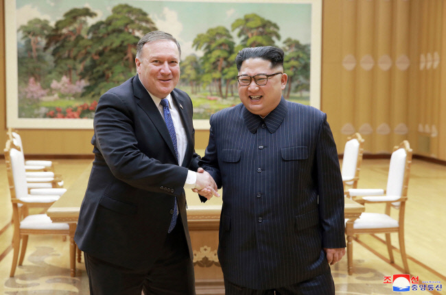 US Secretary of State Mike Pompeo and North Korean leader Kim Jong-un (KCNA)