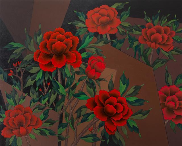 이돈아, 榮華-Time and Space, 162.1×130.3cm, stone powder, acrylic on canvas, 2016.
[제공=아트램프플래닝]