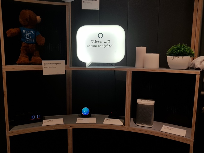 Amazon showcases Alexa in a smart home setting at the CES 2019 in Las Vegas, Tuesday. (Sohn Ji-young/The Korea Herald)