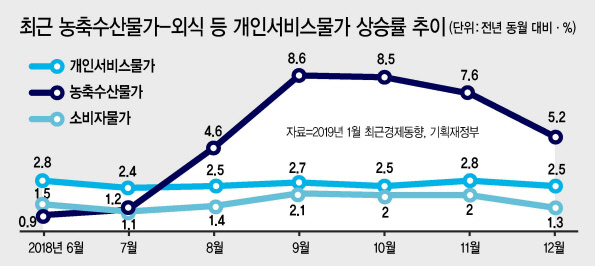 이호승(왼쪽에서 세번째) 기획재정부 1차관이 11일 정부서울청사에서 열린 물가관계차관회의 겸 혁신성장 전략회의에서 발언하고 있다. 이 차관은 이 자리에서 설 연휴를 앞두고 생계부담을 덜고, 경제활력을 높일 수 있도록 관계부처 합동으로 설 민생안정대책을 마련 중이라고 밝혔다.  [연합뉴스]