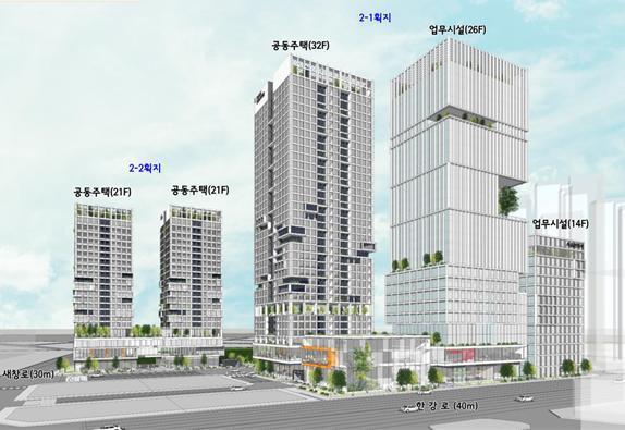 신용산역 북측 제2구역 재개발 정비구역 건축계획안  [제공=서울시]