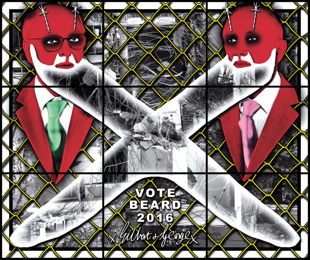 GILBERT & GEORGE, VOTE BEARD, 2016, mixed media,
190×226 cm  [제공=리만머핀]