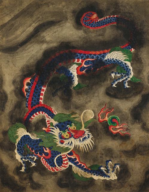 운룡도(Dragon in Clouds), 19세기, 19th century, 종이에 채색, Color on paper, 60×47cm  [제공=롯데갤러리]