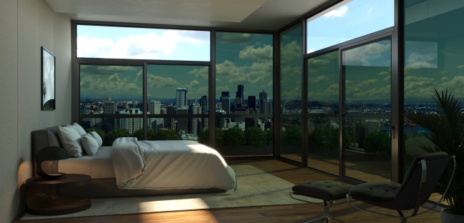 An image of smart glassed used for residential building. (SK Holdings)