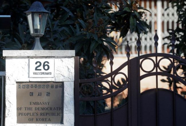 An entrance to the North Korean Embassy in Rome, Italy, January 3, 2019. REUTERS/Alessandro Bianchi/File Photo