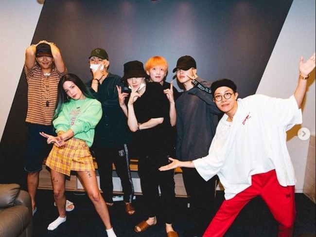 BTS and Halsey photo shared by The Korea Herald announcing their 'Boy With Luv' performance at the 2019 Billboard Music Awards