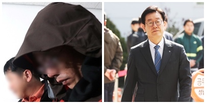 진주 아파트 방화ㆍ살해 혐의를 받는 안모(42)씨가 17일 오후 경남 진주경찰서 진술녹화실에서 나오고 있다(왼쪽). [연합뉴스] 이재명 경기도지사가 친형 강제입원 재판으로 법원에 출석하고있다.(오른쪽)
진주 아파트 방화ㆍ살해 혐의를 받는 안모(42)씨가 17일 오후 경남 진주경찰서 진술녹화실에서 나오고 있다(왼쪽). [연합뉴스] 이재명 경기도지사가 친형 강제입원 재판으로 법원에 출석하고있다.(오른쪽)
