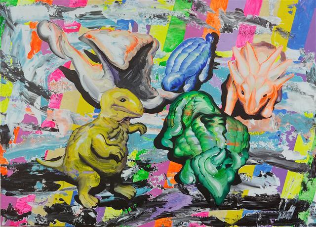 이세준, 길에서 주운 것들, 캔버스 위에 아크릴, 65.5×90.9cm, 2019  [스페이스윌링앤딜링 제공]