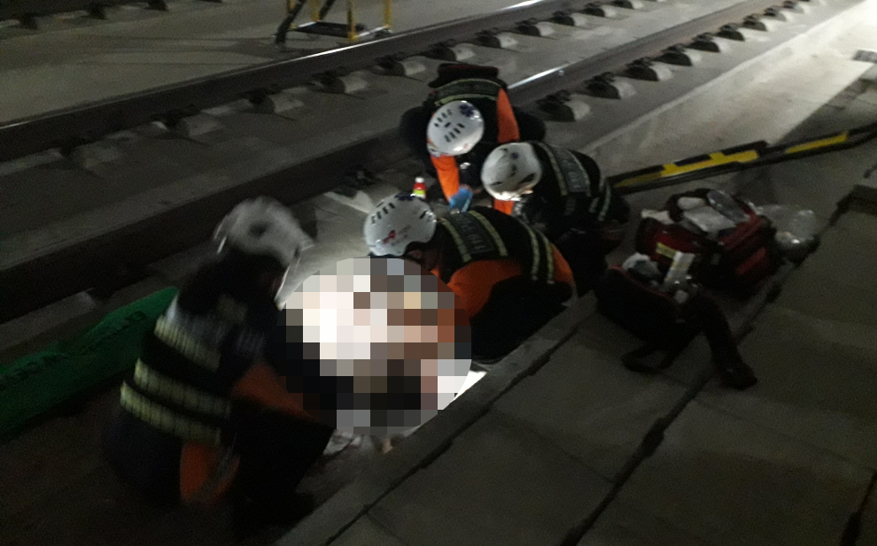 Woman who jumped off from KTX on Thursday gets rescued (Gongju Fire Station. Yonhap)