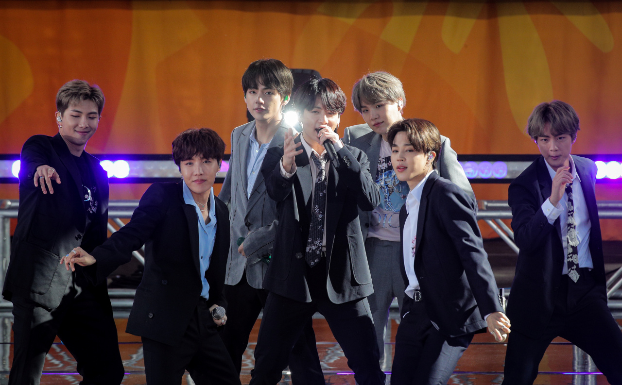 Members of K-Pop band, BTS perform on ABC's 'Good Morning America' show in Central Park in New York City, U.S., May 15, 2019. (REUTERS)