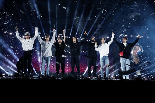 BTS performing at MetLife Stadium East Rutherford New Jersey closing the US leg of Love Yourself Speak Yourself tour May 18 2019