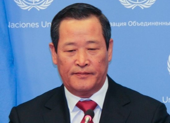 North Korean Ambassador to the United Nations Kim Song attends a press conference at the UN headquarters in New York on May 21, 2019. Kim redoubled calls for the United States to quickly return a North Korean cargo ship seized on suspicion of violating international sanctions. (Yonhap)