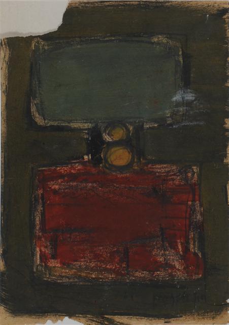 강국진, Untitled, 1964년 추정, Oil on paper, 29.5 × 19.8 cm.  [금산갤러리 제공]