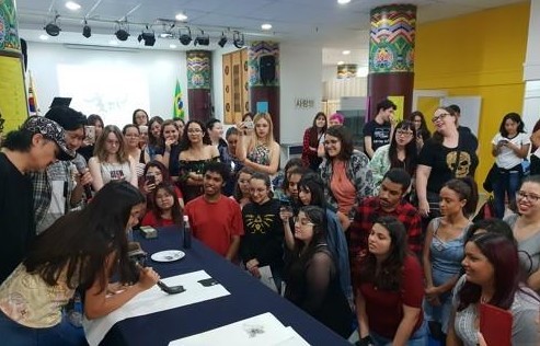 This file photo taken Oct. 24, 2018, shows students at the King Sejong Institute in Sao Paulo, Brazil. (Yonhap)