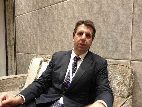 Mark Lippert, a former U.S. ambassador to Seoul, speaks during an interview with Yonhap News Agency in Singapore on June 1, 2019. (Yonhap)