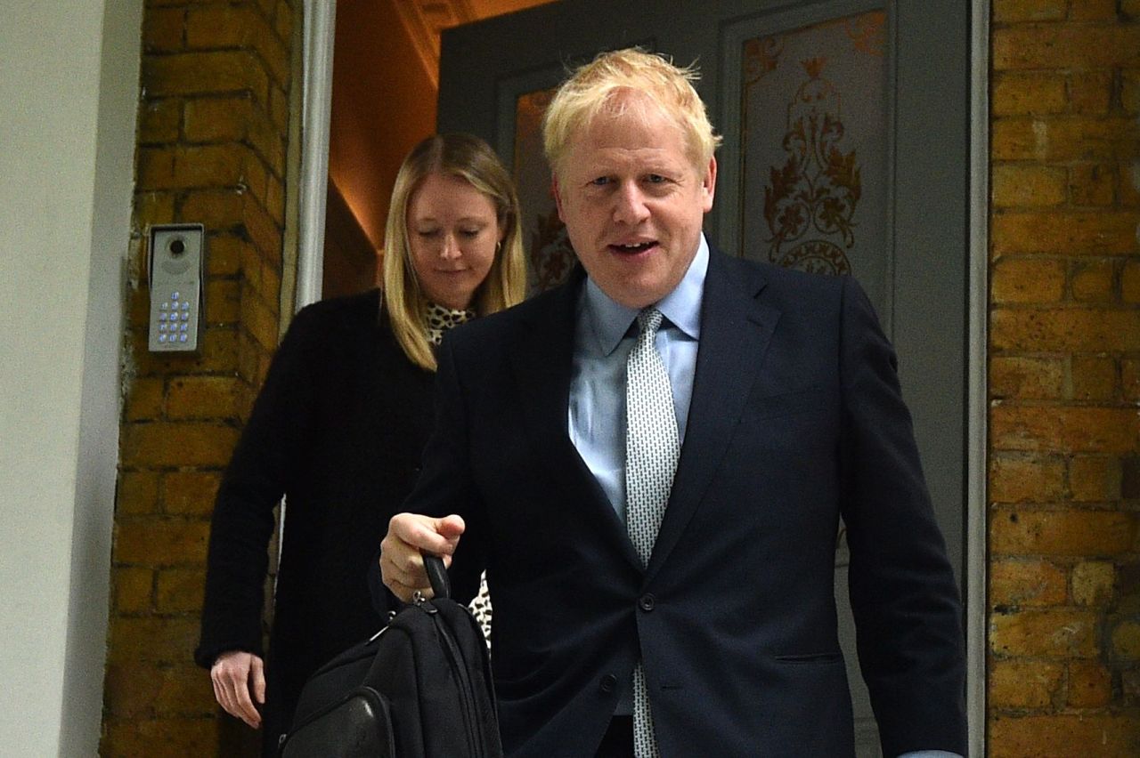 Conservative MP Boris Johnson leaves his home in London on Thursday.(AFP)