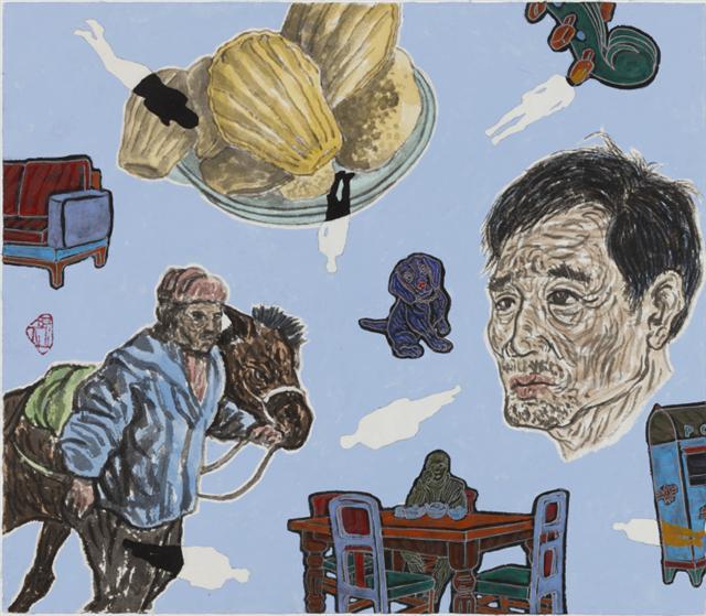 허진, 나에게 돌아오는 시간 1, 45×53cm, 한지에 수묵채색 및 아크릴, 2018  [통인화랑 제공]
