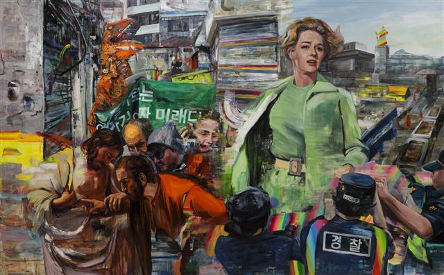 이채은,
거울 속의 거울, 2019,
Oil on linen, 163×259cm
[송은문화재단 제공]