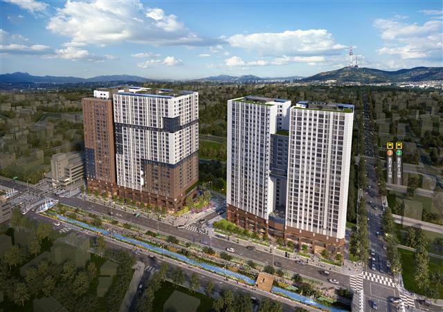 서울 종로구 세운재정비촉진지구에서 지구지정 13년만에 주상복합아파트 ‘힐스테이트 세운’<조감도>이 아파트 분양의 서막을 연다.