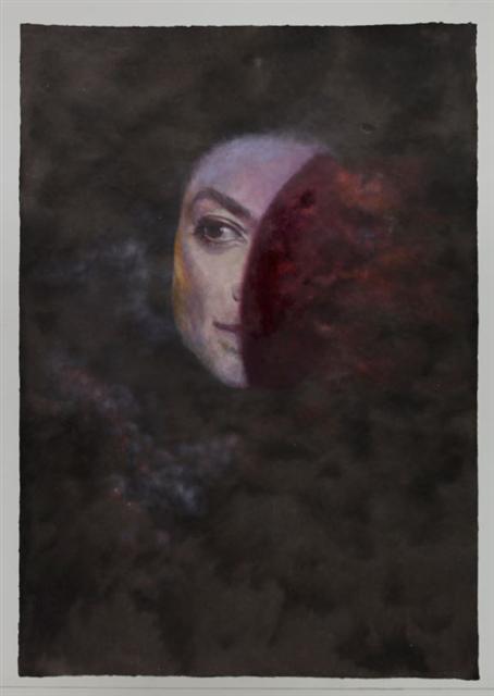 백효훈, MOONWORK-MOONWALK, 장지에 혼합재료, 213×149cm, 2019