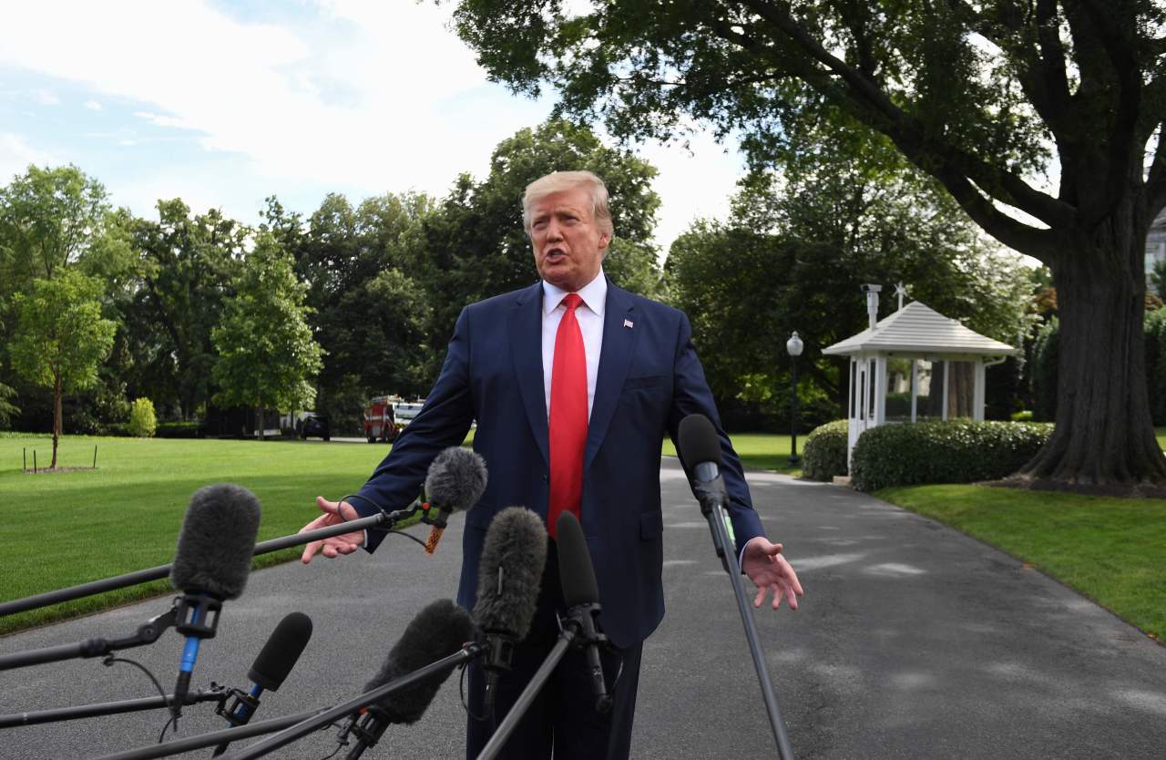 US President Donald Trump addresses the media at the White House on June 18. Yonhap